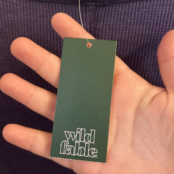 Wild Fable Women’s XL Purple Cropped Waffle Knit Thermal Long Sleeve Top NWT - Picture 6 of 16